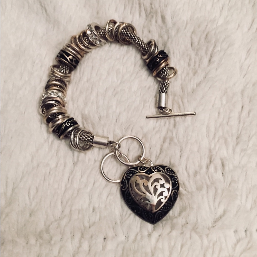 Black and silver bracelet with heart